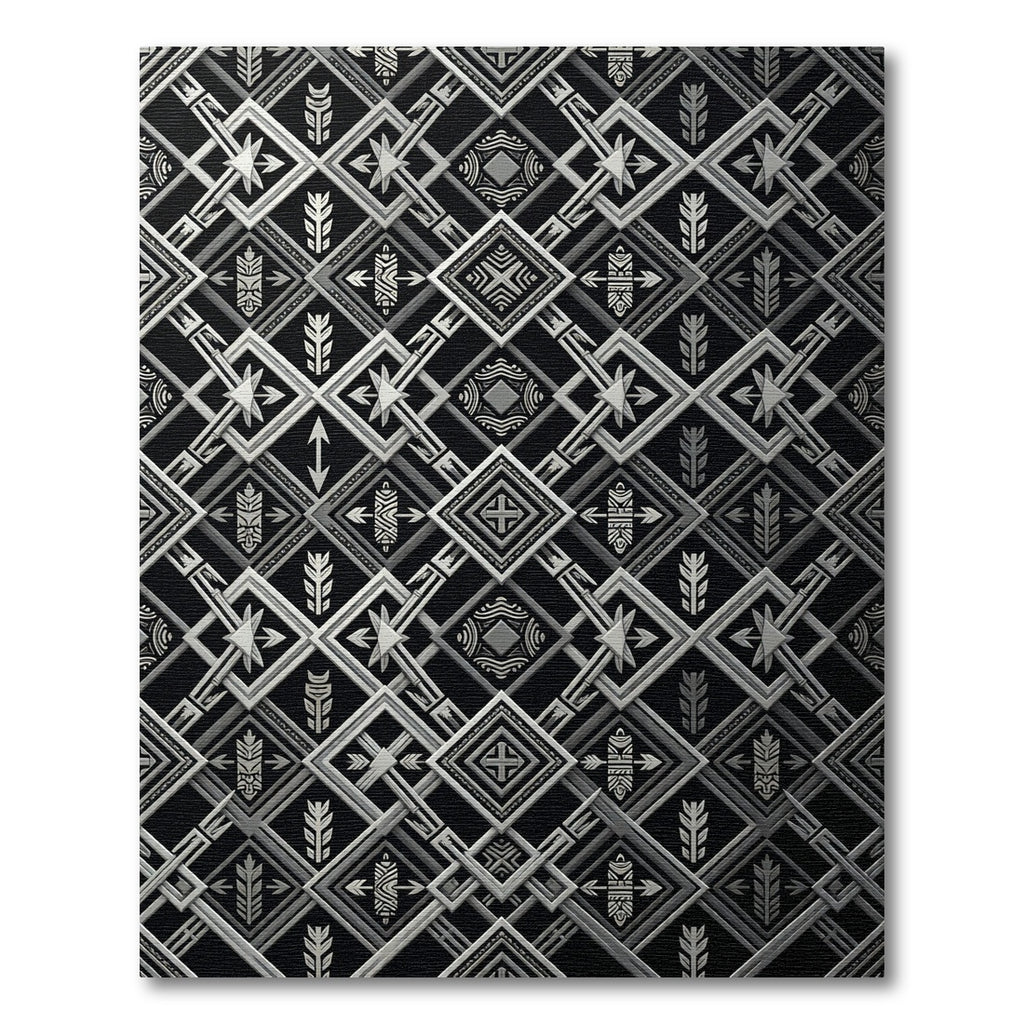 Art Deco Silver Geometric Diamond Rug