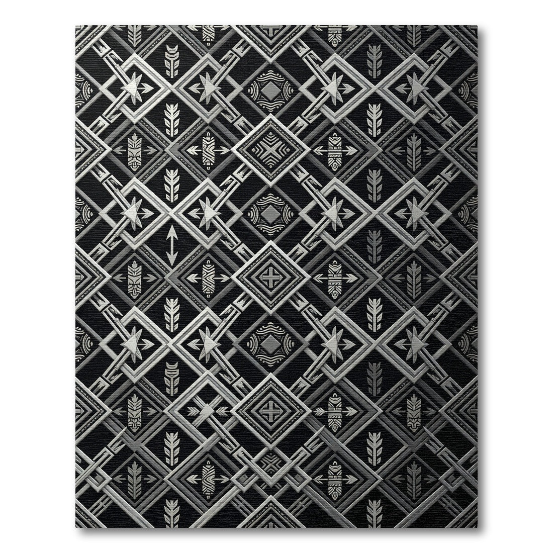 Art Deco Silver Geometric Diamond Rug