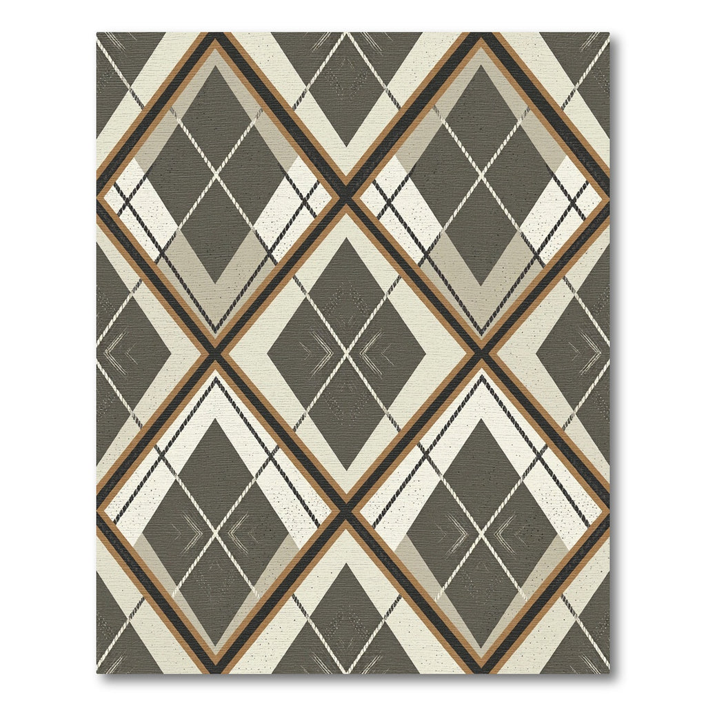 Brown White Diamond Argyle Rug