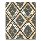 Brown White Diamond Argyle Rug
