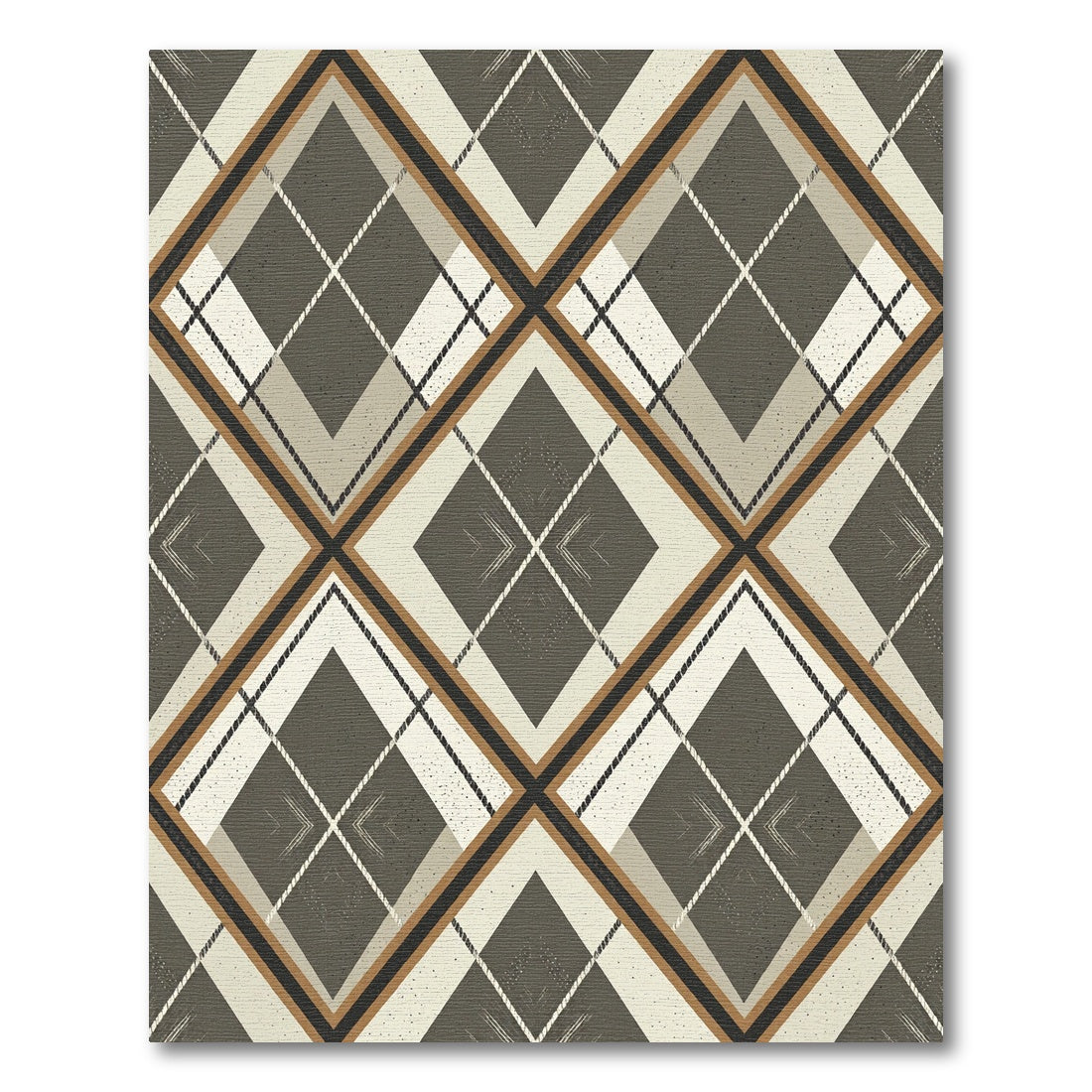 Brown White Diamond Argyle Rug