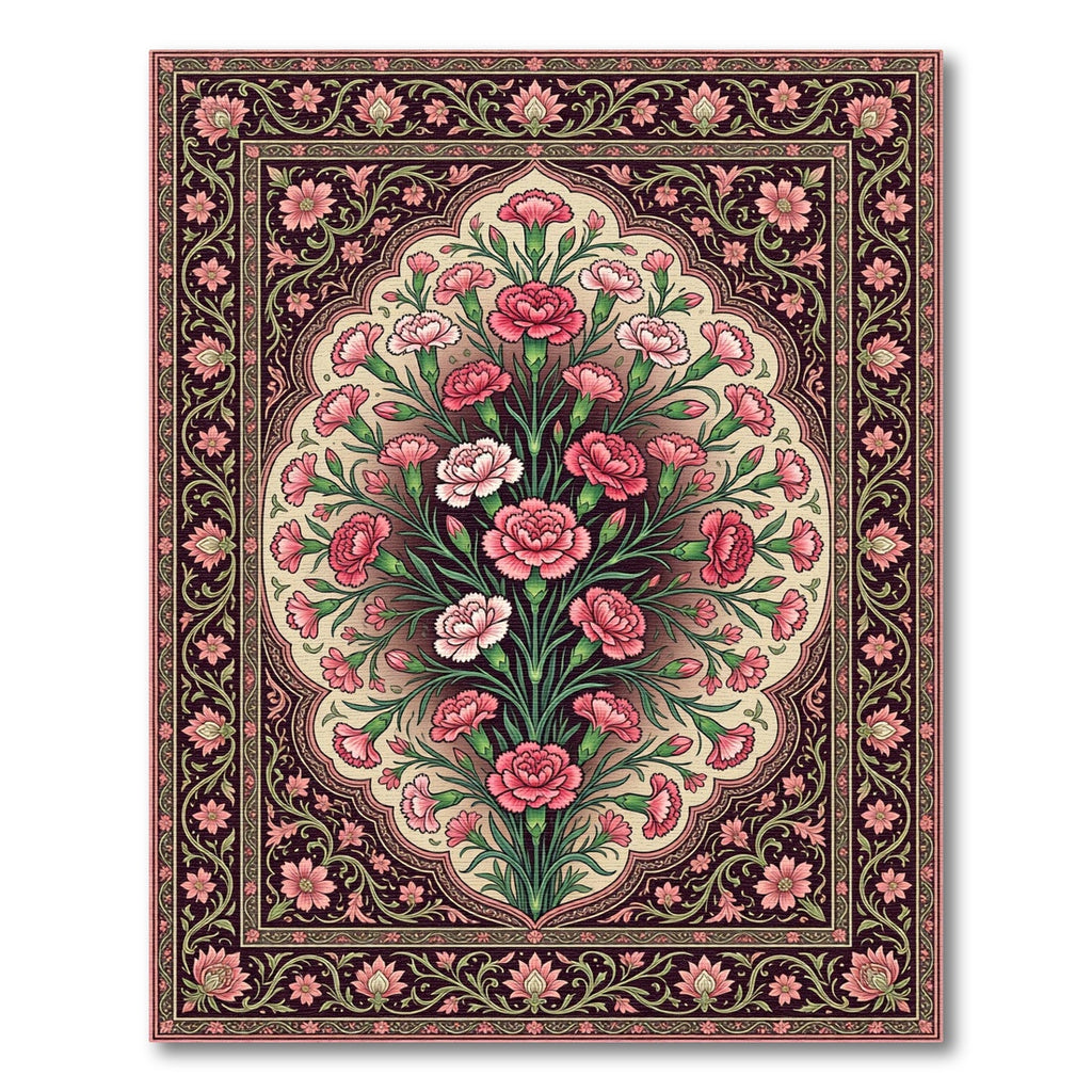 Rich Pink Floral Medallion Bouquet Rug