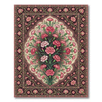 Rich Pink Floral Medallion Bouquet Rug