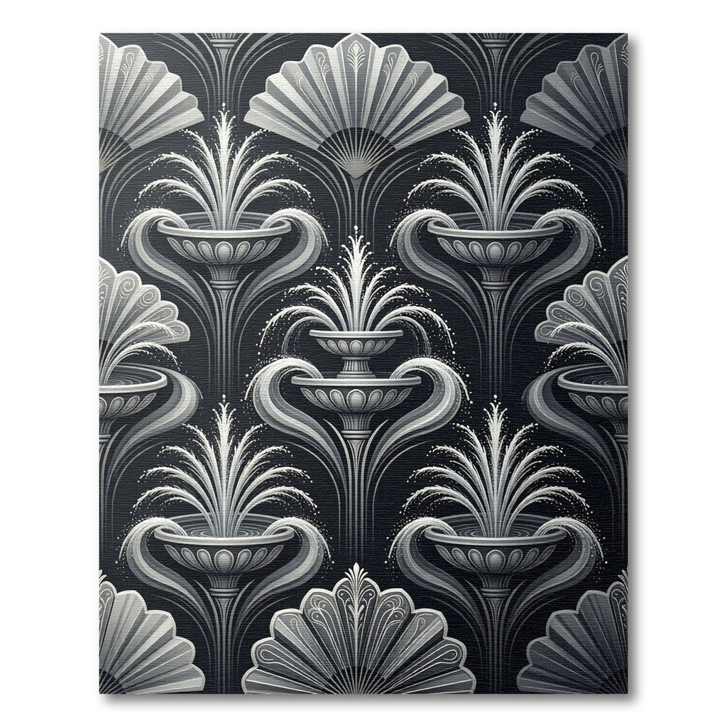 Art Deco Gray Fountain Fan Rug