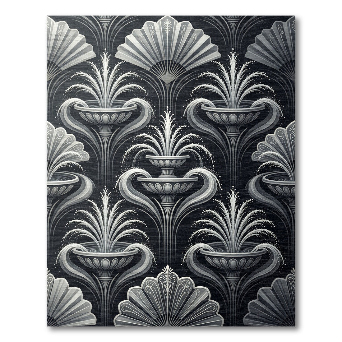 Art Deco Gray Fountain Fan Rug