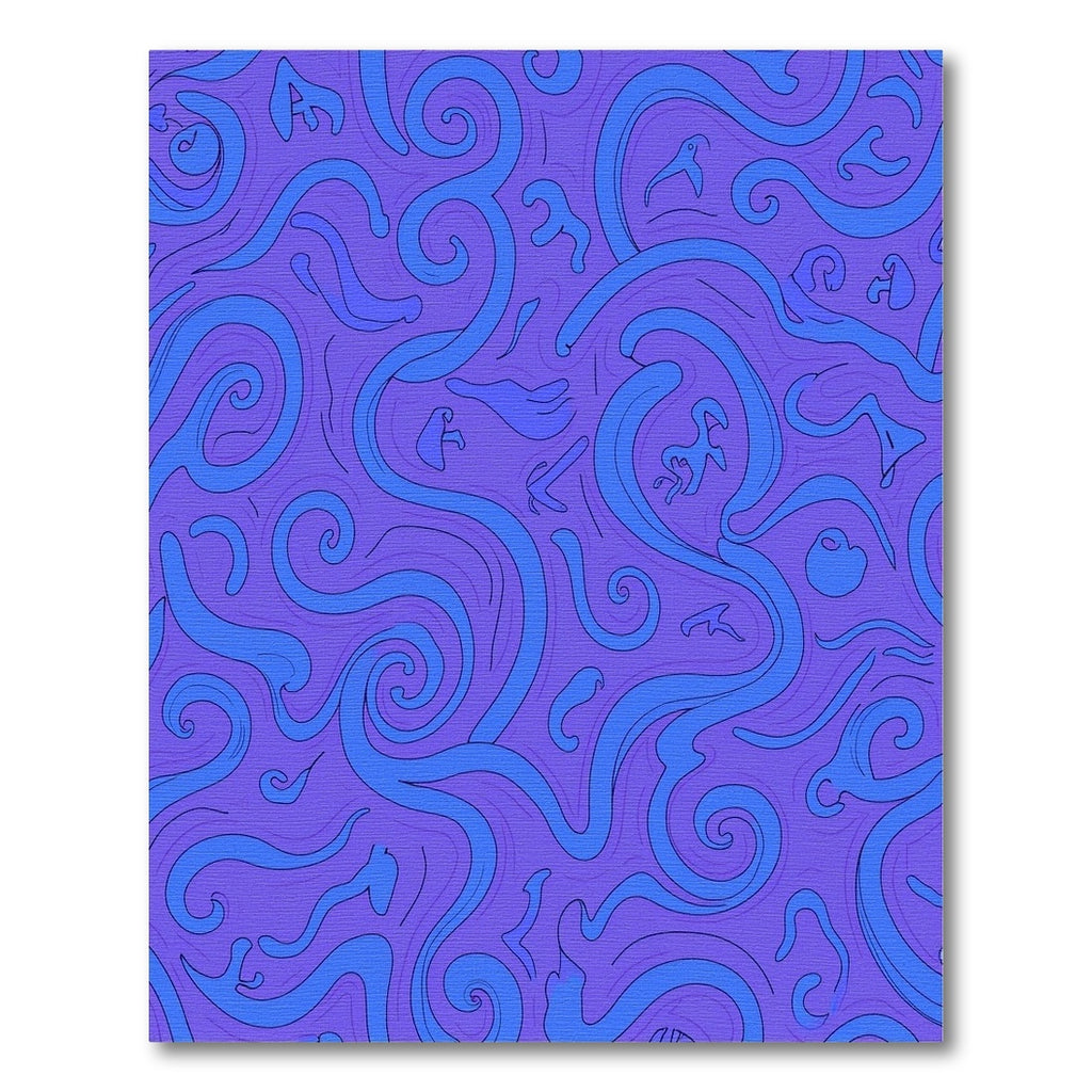 Abstract Blue Swirls Violet Background Rug