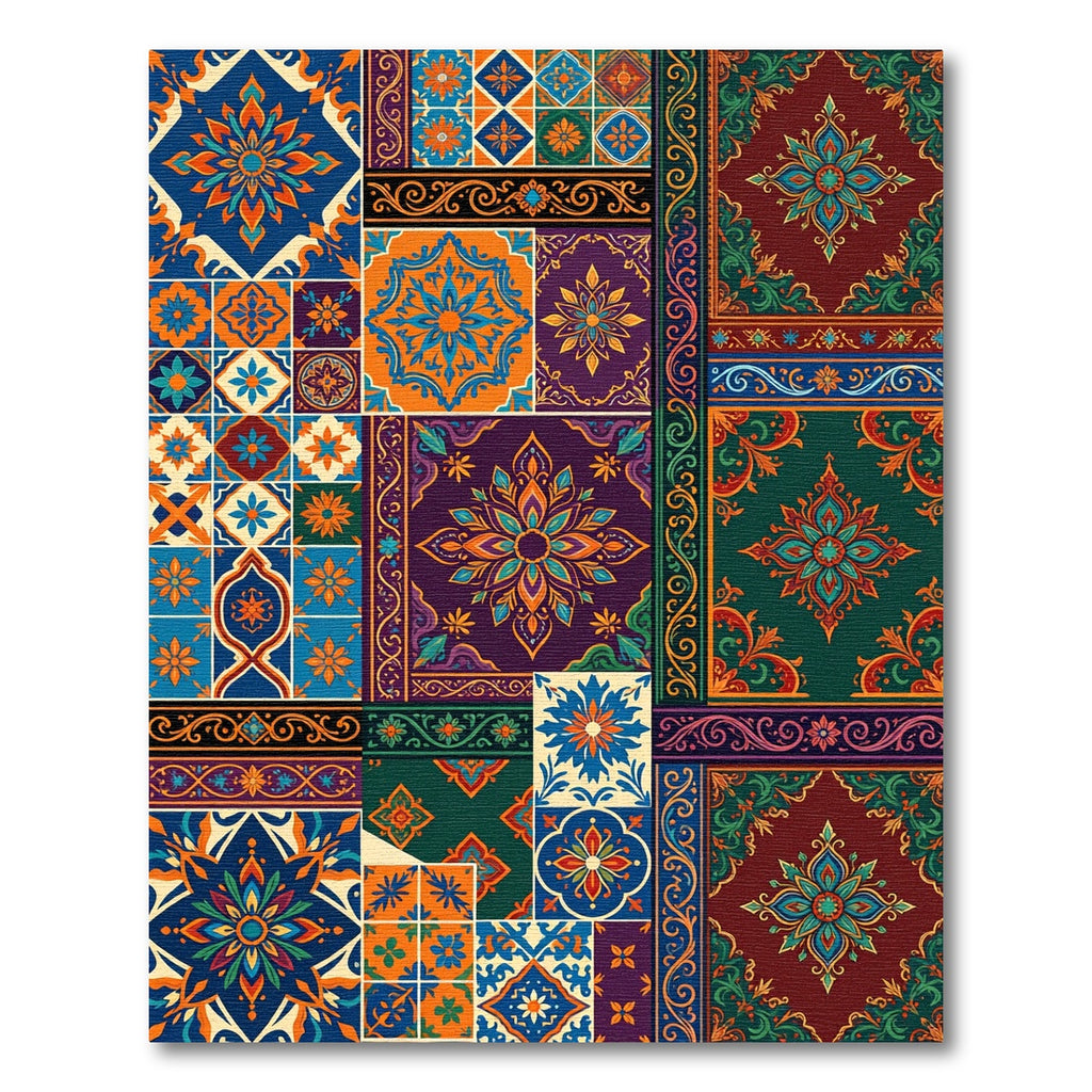 Vibrant Colorful Medallion Patchwork Rug