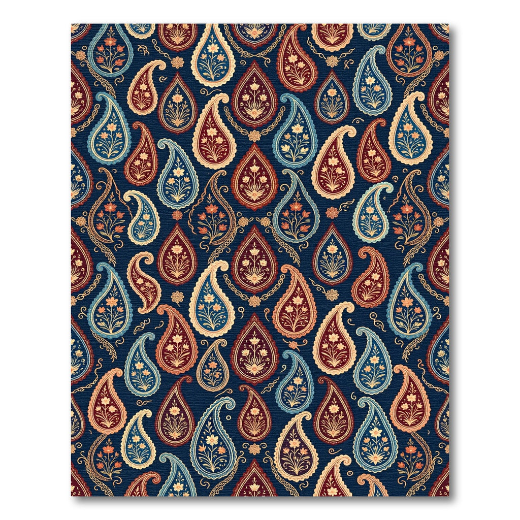 Elegant Navy Blue Ornate Paisley Rug
