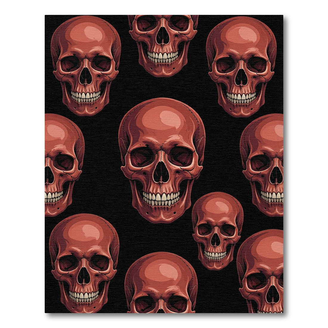Bold Crimson Skull Grid Art Rug
