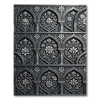Gray Ornate Floral Arch Relief Rug