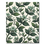 Lush Green Botanical Jasmine Vine Rug