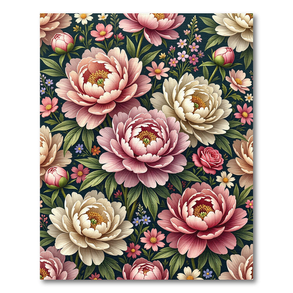 Rich Pink Cream Floral Garden Rug