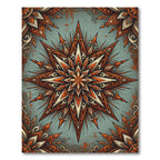 Ornate Burnt Orange Starburst Medallion Rug