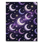 Celestial Purple Night Moon Star Sky Rug