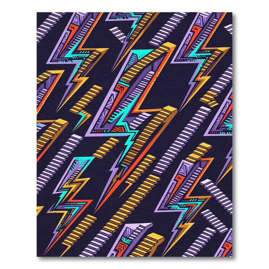Vibrant Retro Lightning Bolt Stairs Rug