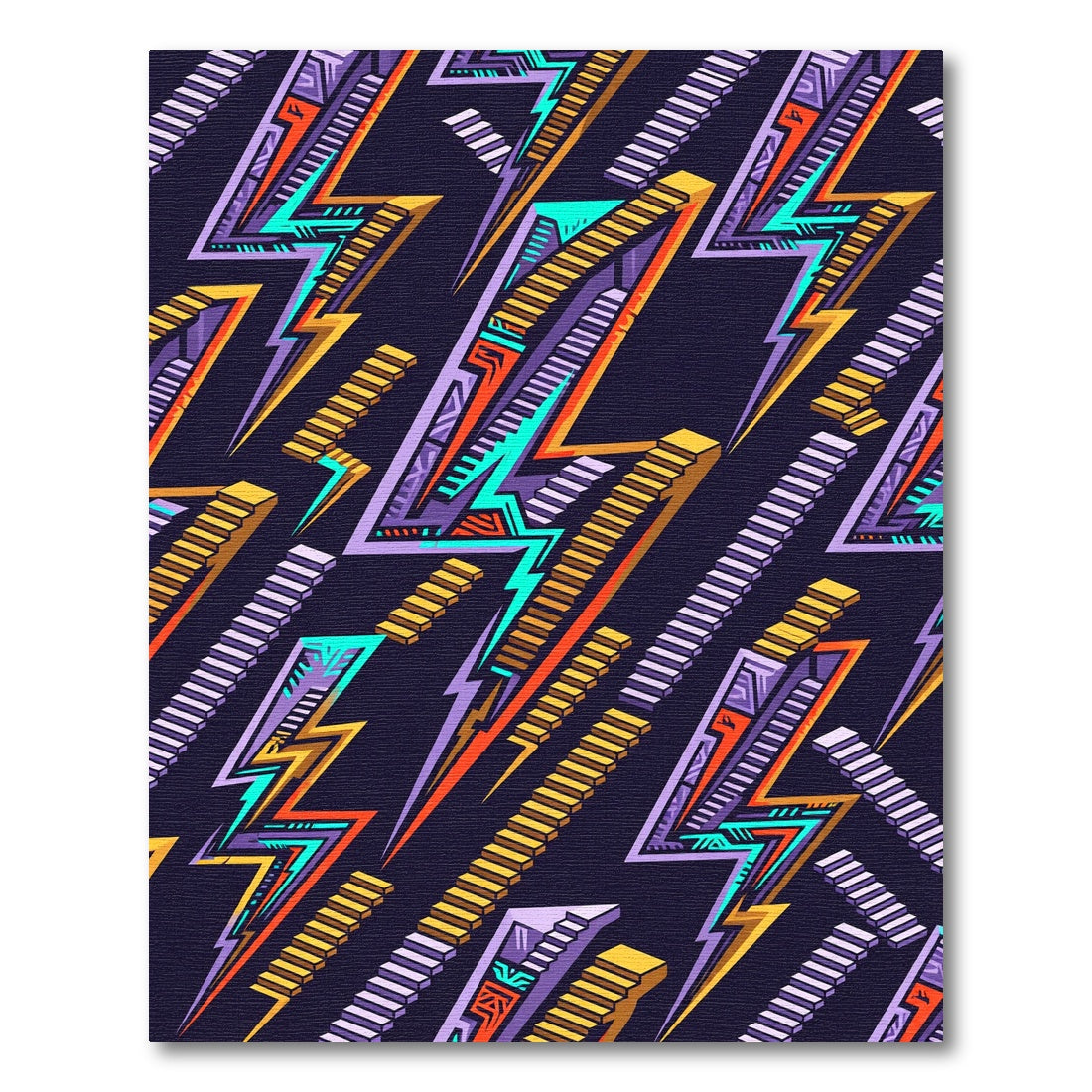 Vibrant Retro Lightning Bolt Stairs Rug