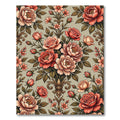 Blush Coral Floral Damask Bouquet Rug