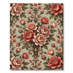 Blush Coral Floral Damask Bouquet Rug