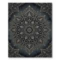 Midnight Charcoal Ornate Floral Medallion Rug