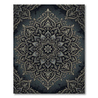 Midnight Charcoal Ornate Floral Medallion Rug