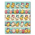 Whimsical Easter Chick and Egg Striped Rug