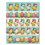 Whimsical Easter Chick and Egg Striped Rug
