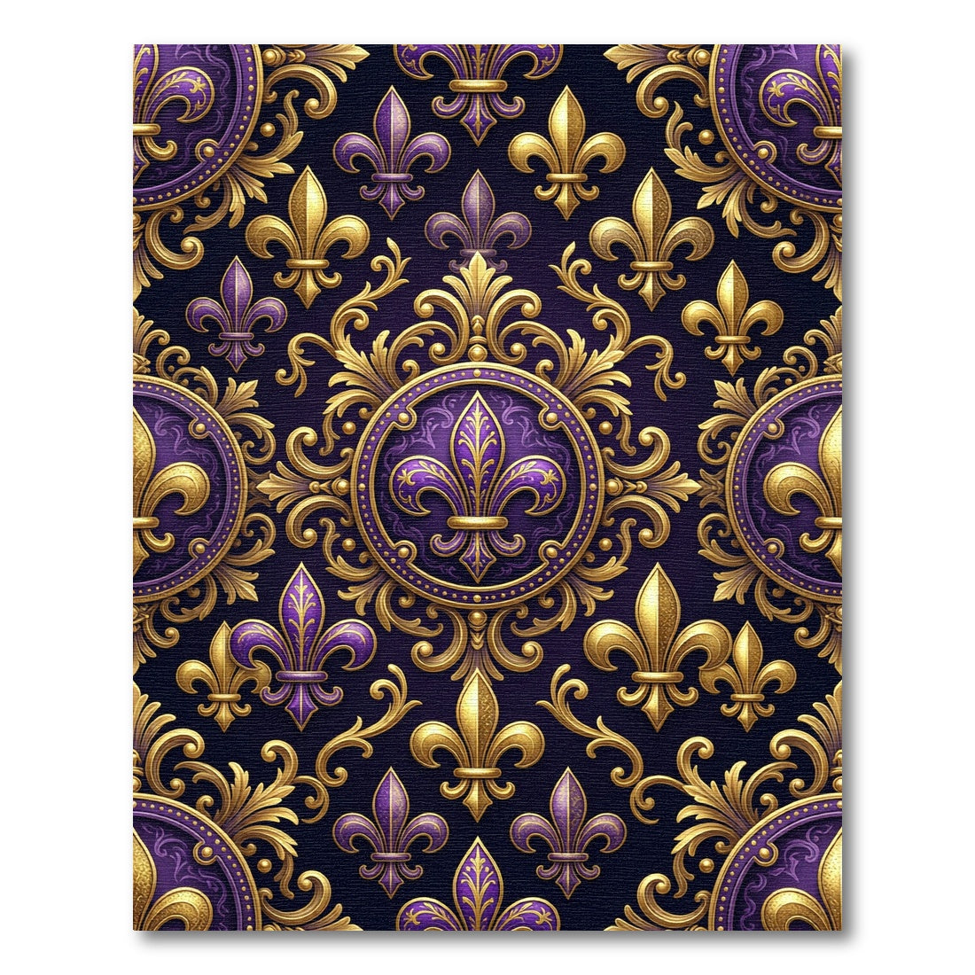 Royal Purple Gold Fleur De Lis Rug