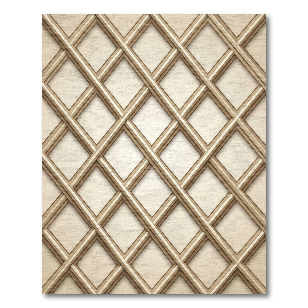 Sophisticated Beige Interlocking Geometric Lattice Rug