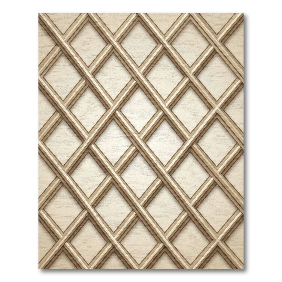 Sophisticated Beige Interlocking Geometric Lattice Rug
