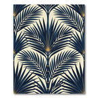 Art Deco Navy Gold Palm Fronds Rug