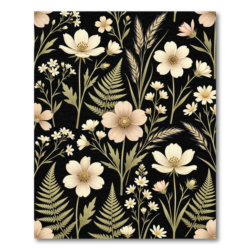 Cream Floral Fern Field Arrangement Rug