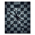 Dark Gray Cracked Checkered Field Rug