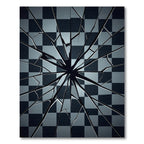 Dark Gray Cracked Checkered Field Rug