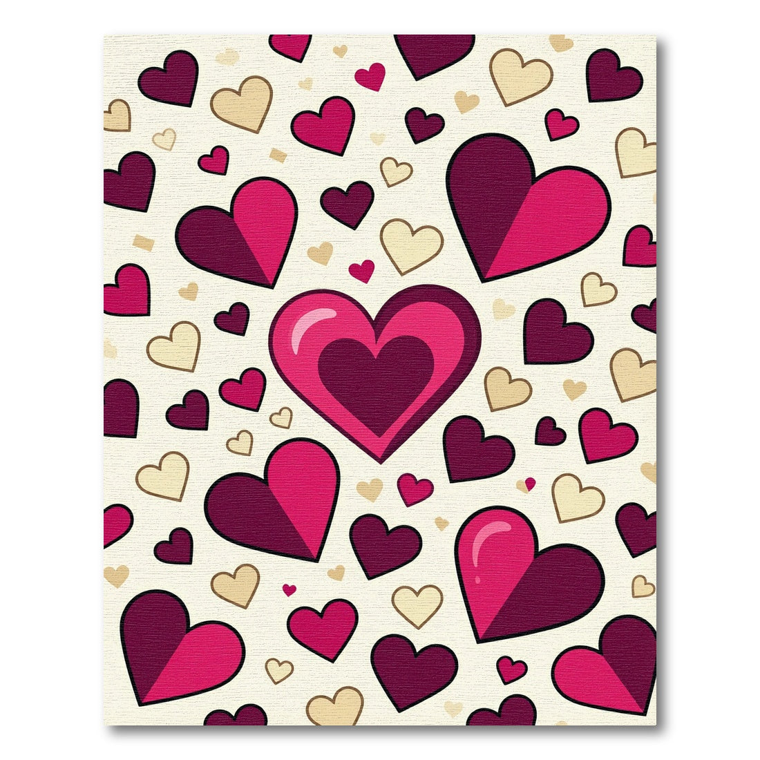 Layered Pink Plum Heart Scatter Rug