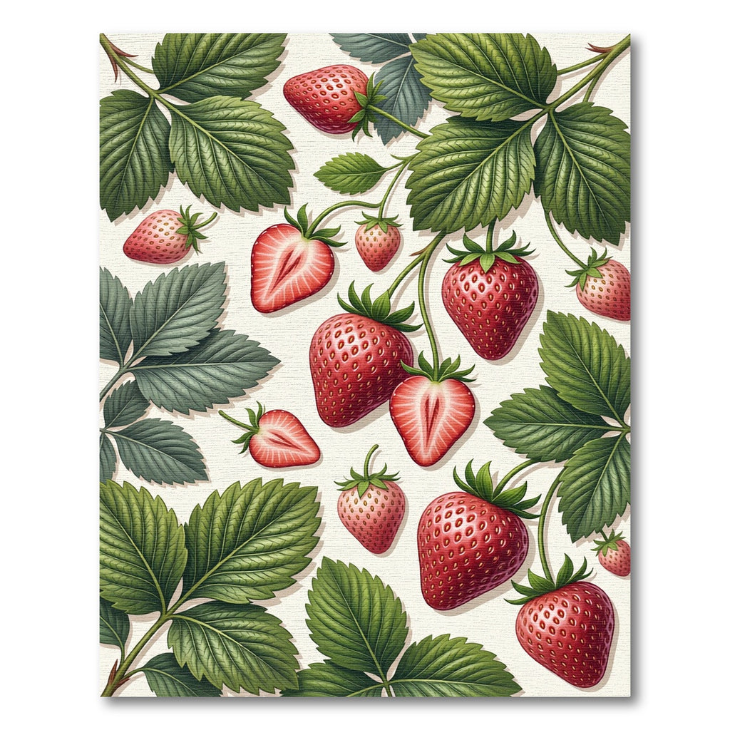 Vibrant Red Strawberry Botanical Art Rug