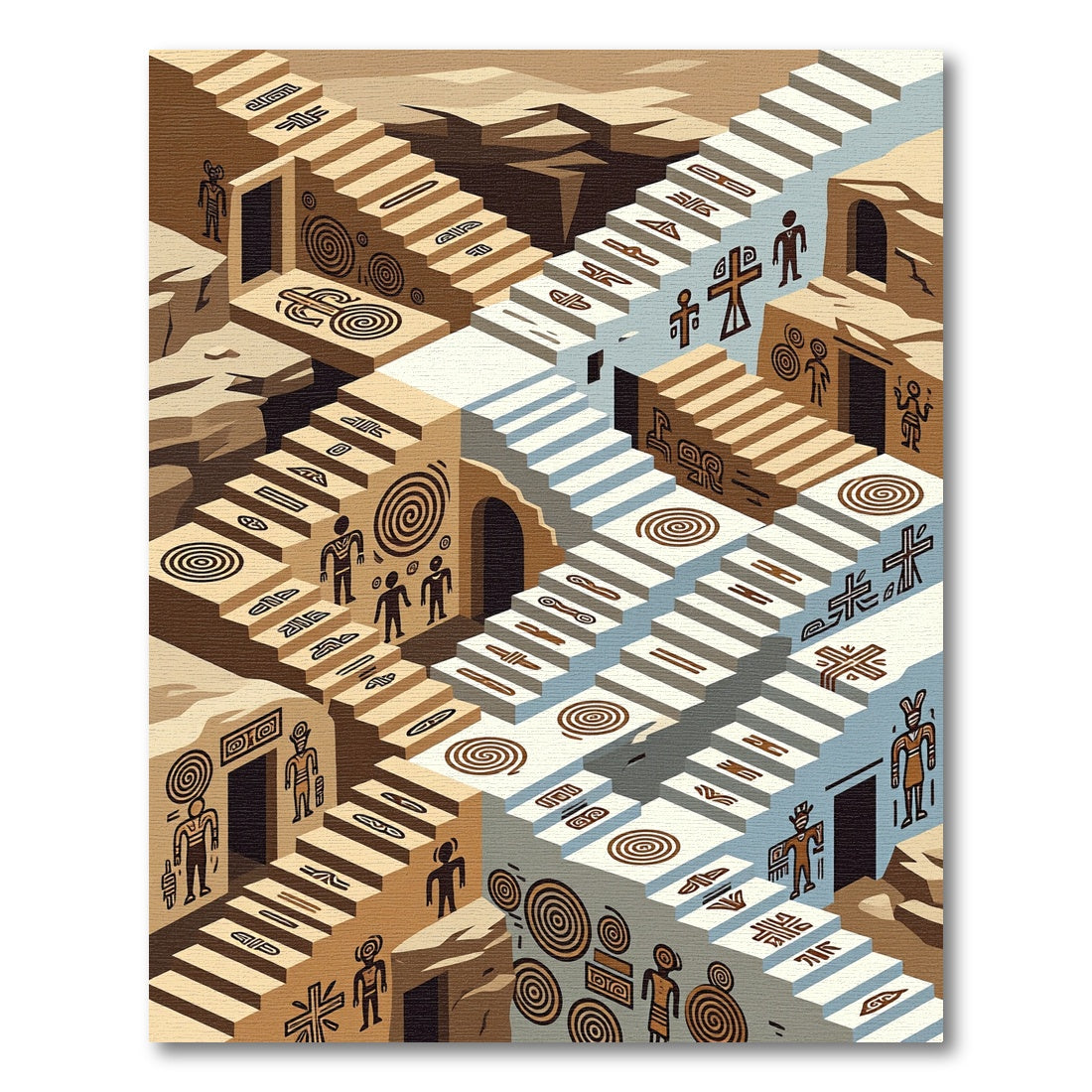 Ancient Tribe Stair Geometric Design Rug