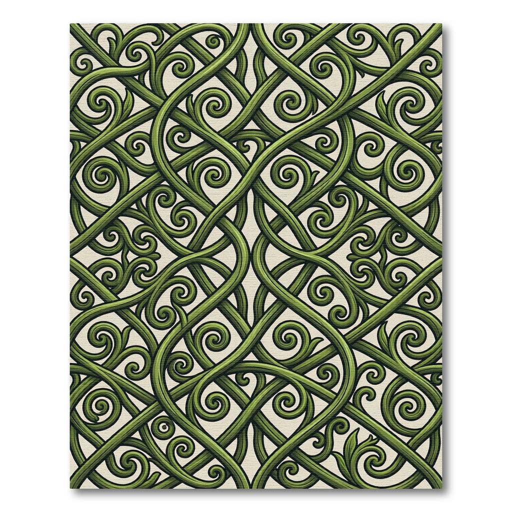 Emerald Green Intertwined Botanical Scroll Rug