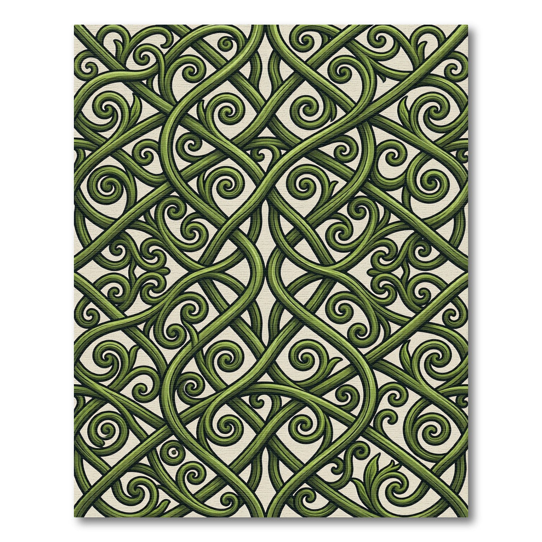 Emerald Green Intertwined Botanical Scroll Rug
