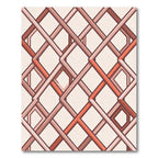 Geometric Coral Lattice Intersecting Lines Rug