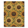 Sunny Golden Sunflower Botanical Illustration Rug