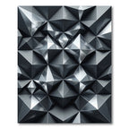 Metallic Silver Sculptural Geometric Facet Rug