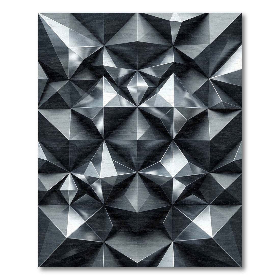 Metallic Silver Sculptural Geometric Facet Rug