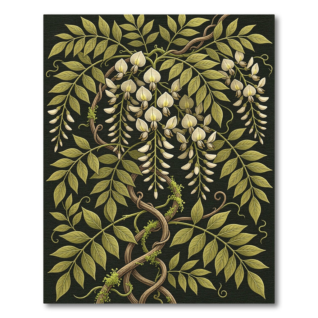 White Wisteria Vine Foliage Rug