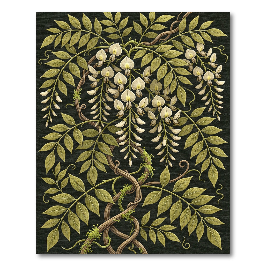 White Wisteria Vine Foliage Rug