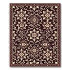 Deep Burgundy Floral Vine Medallion Rug