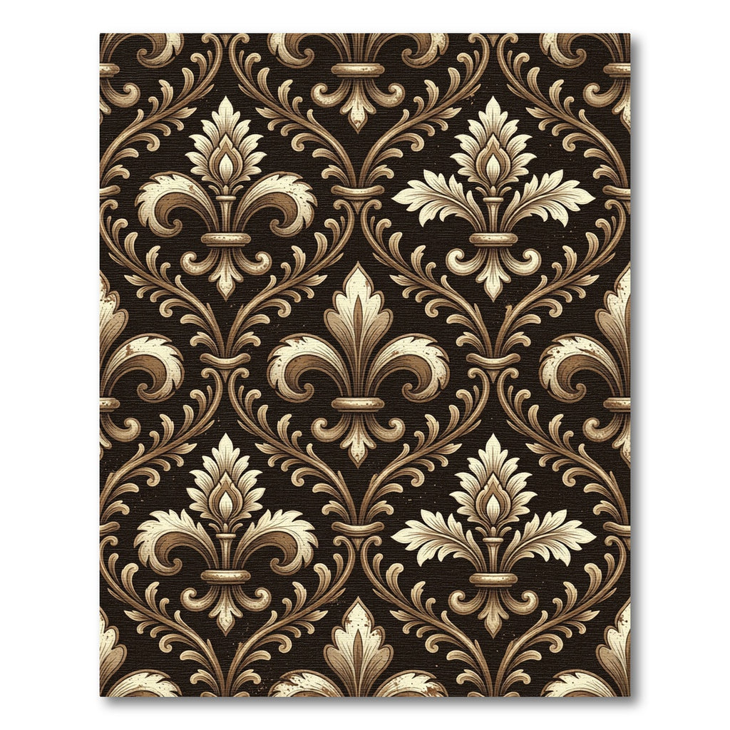 Dark Brown And Gold Fleur De Lis Rug