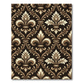 Dark Brown And Gold Fleur De Lis Rug