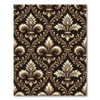 Dark Brown And Gold Fleur De Lis Rug