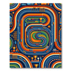 Vibrant Retro Racing Orbit Area Rug