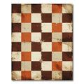 Distressed Rust and Cream Checkerboard Rug